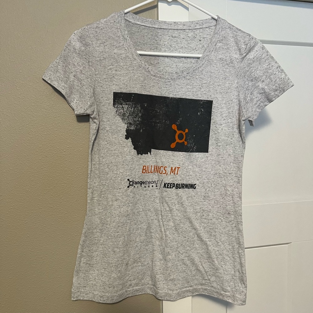 Fitted Gray Short Sleeve Tee - Orange Theory